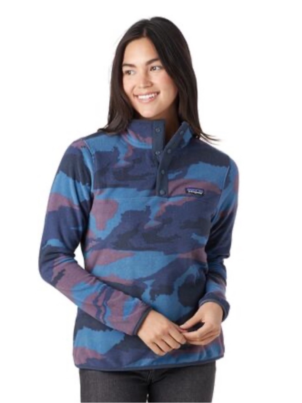 Patagonia Micro D Snap T Fleece Pullover Kansas Sky Dolomite Blue‎ Camo Athletic